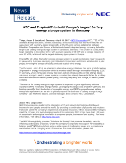 NEC and EnspireME to build Europe`s largest battery energy