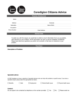 personal information - Ceredigion Citizens Advice Bureau