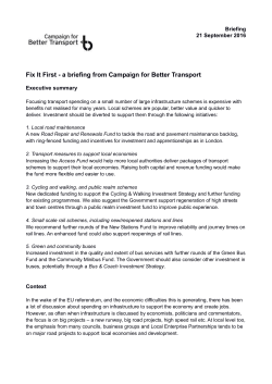 Fix It First - a briefing from Campaign for Better Transport