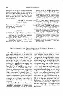 spectrophotometric determination of hydrogen sulfide in