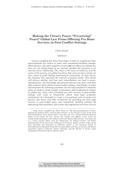 Making the Client`s Peace : &ldquo;Privatizing&rdquo; Peace? Global Law Firms