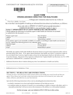 short advance directive form