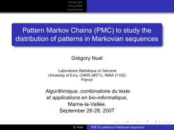 Pattern Markov Chains (PMC) to study the distribution of patterns in