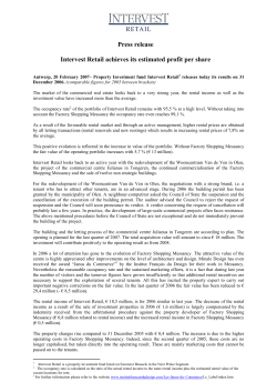 Press release Intervest Retail achieves its estimated profit per share