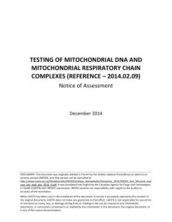 Testing Mitochondrial DNA and Mitochondrial Respiratory Chain