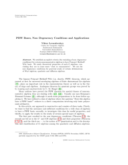 PBW Bases, Non&ndash;Degeneracy Conditions and Applications