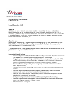 Arbutus Biopharma`s Clinical Pharmacology group. &bull; Assume
