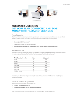 FILEMAKER LICENSING GET YOUR TEAM CONNECTED AND