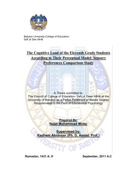 The Cognitive Load of the Eleventh Grade Students According to