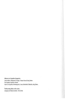 Advances in Cognitive linguistics Series editors