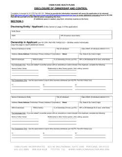 DISCLOSURE OF OWNERSHIP AND CONTROL SECTION 1: