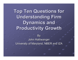 Top Ten Questions for Understanding Firm Dynamics