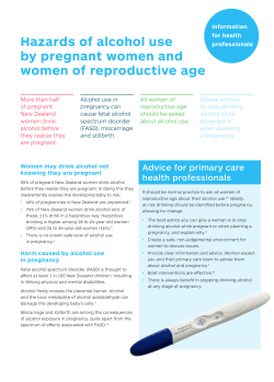 Hazards of alcohol use by pregnant women and