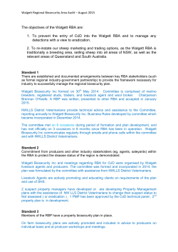 The objectives of the Walgett RBA are: 1. To prevent the entry