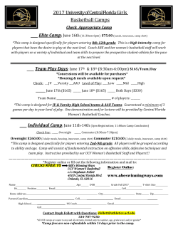2017 University of Central Florida Girls Basketball Camps