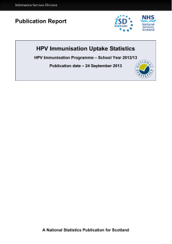 Publication Report HPV Immunisation Uptake Statistics