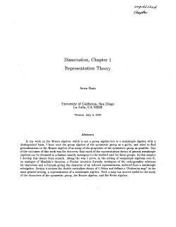 Dissertation, Chapter 1 Represent ation Theory