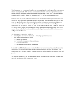 This literature review was prepared as a first step