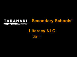 Taranaki Secondary Schools` Literacy NLC