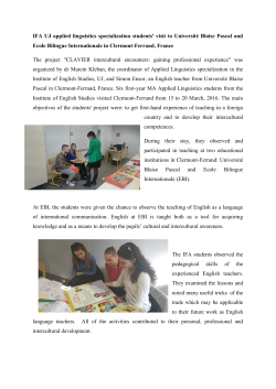 IFA UJ applied linguistics specialization students` visit to Universit&eacute;