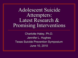 Cognitive Behavior Therapy for Suicide