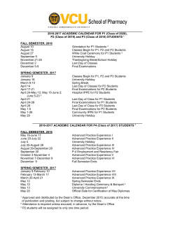 2016-2017 ACADEMIC CALENDAR FOR P1