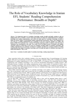 The Role of Vocabulary Knowledge in Iranian EFL Students