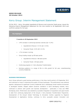Q3 2013 IMS - Kerry Group