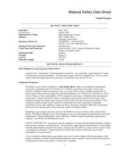 Material Safety Data Sheet Liquid Oxygen