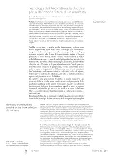 Tecnologia dell`Architettura: la disciplina per la definizione futura di