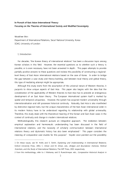 1 In Pursuit of East Asian International Theory: Focusing on the