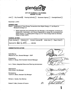CITY OF GLENDALE, CALIFORNIA REPORT TO THE: Joint D City