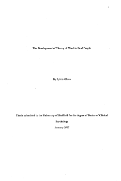 The Development of Theory of Mind in Deaf People By Sylvia Glenn