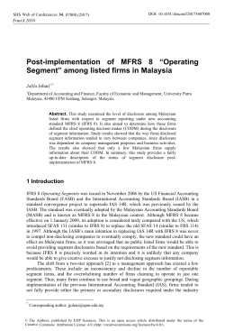 Post-implementation of MFRS 8 &ldquo;Operating Segment&rdquo; among listed
