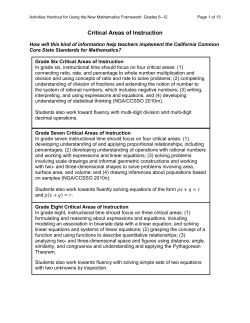 Critical Areas of Instruction