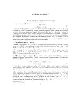 ECONOMIC OPTIMALITY 1.1. Statement of the problem. max h(x, a