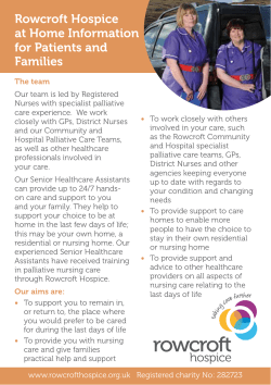 Rowcroft Hospice at Home Information for Patients and Families