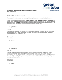Textproben f&uuml;r die Stelle des Mitarbeiters im 1st Level Support