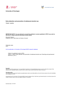 University of Groningen Early detection and prevention of