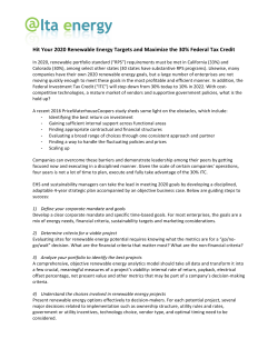 Hit Your 2020 Renewable Energy Targets and Maximize the 30