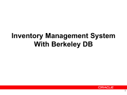 Inventory Management System With Berkeley DB