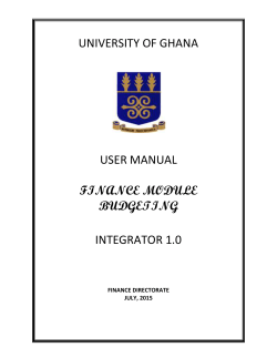 to ITS Budgeting Subsystem Manual