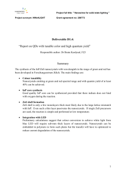 D1.4 Report on QDs with tunable color and high quantum yield