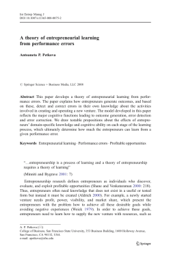 A theory of entrepreneurial learning from performance errors (PDF