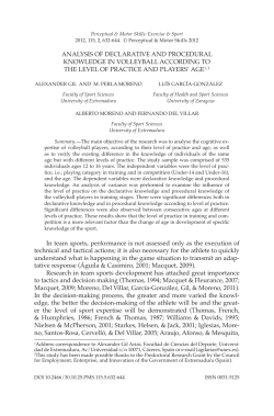 analysis of declarative and procedural knowledge in volleyball