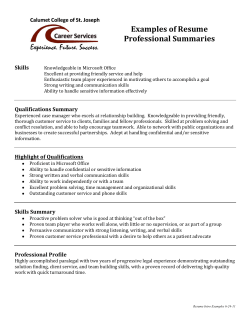Examples of Resume Professional Summaries