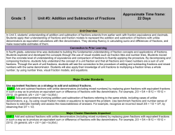 Grade: 5 Unit #3: Addition and Subtraction of Fractions Approximate