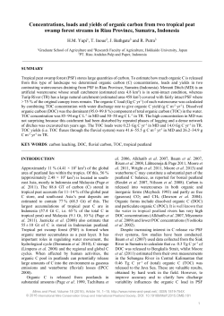 Concentrations, loads and yields of organic carbon