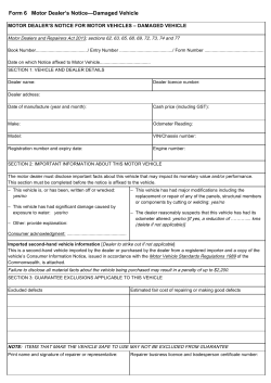 Form 6 Motor Dealer`s Notice&mdash;Damaged Vehicle