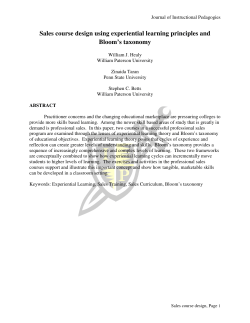 Sales course design using experiential learning principles and